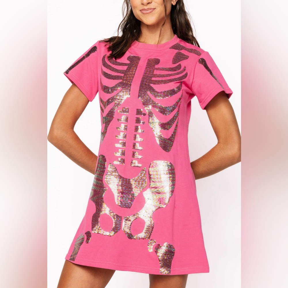 Pink Sequin Skeleton Dress